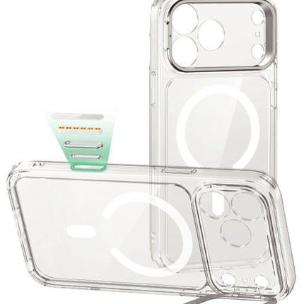 iPhone 17 Pro Max/18 Pro Max Classic Hybrid Magsafe Standlı Kapak Kılıf - Şeffaf 2