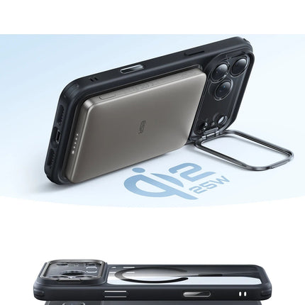 iPhone 17 Pro Max/18 Pro Max Classic Hybrid Magsafe Standlı Kapak Kılıf - Siyah 4