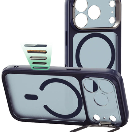iPhone 17 Pro Max/18 Pro Max Classic Hybrid Magsafe Standlı Kapak Kılıf - Mavi 2