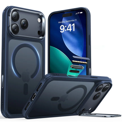 iPhone 17 Pro Max/18 Pro Max Classic Hybrid Magsafe Standlı Kapak Kılıf - Mavi