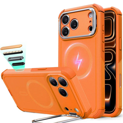 iPhone 17 Pro Max/18 Pro Max Cyber Tough Magsafe Stantlı Kapak Kılıf - Turuncu