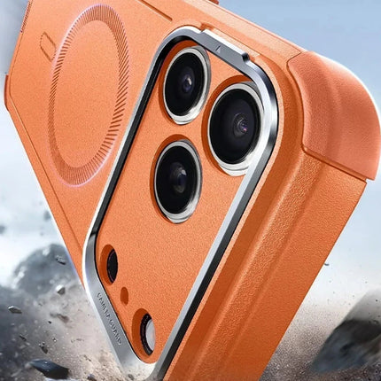 iPhone 17 Pro Max/18 Pro Max Cyber Tough Magsafe Stantlı Kapak Kılıf - Turuncu 3