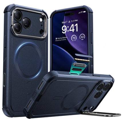 iPhone 17 Pro Max/18 Pro Max Cyber Tough Magsafe Stantlı Kapak Kılıf - Lacivert