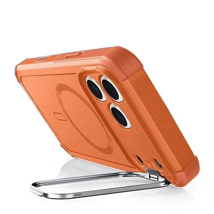 iPhone 17 Pro Max/18 Pro Max Cyber Tough Magsafe Stantlı Kapak Kılıf - Turuncu 2