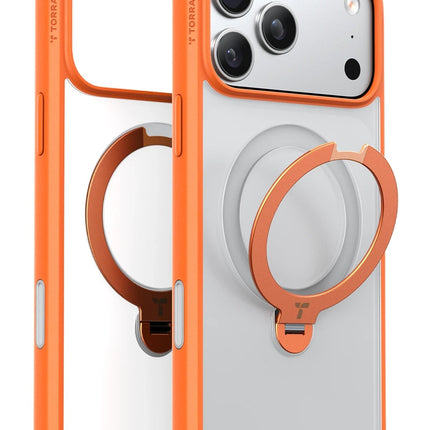 iPhone 17 Pro Max/18 Pro Max O Stand Spin Serisi Magsafe Kılıf - Turuncu