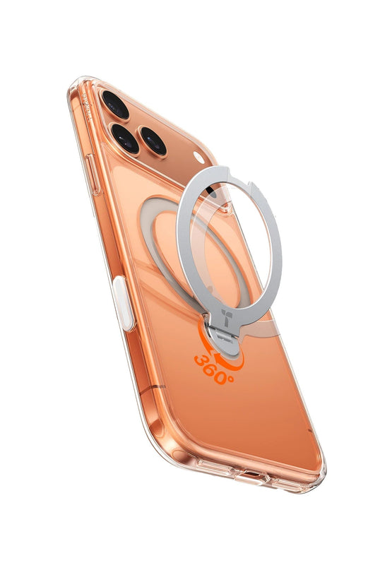 iPhone 17 Pro Max/18 Pro Max O Stand Spin Serisi Magsafe Kılıf - Şeffaf 4
