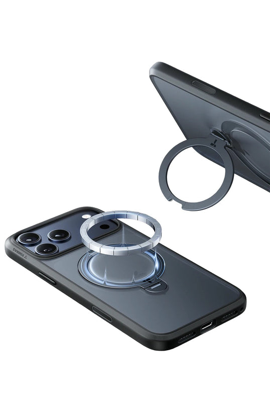 iPhone 17 Pro Max/18 Pro Max O Stand Spin Serisi Magsafe Kılıf - Siyah 3