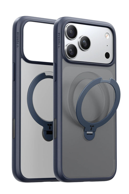iPhone 17 Pro Max/18 Pro Max O Stand Spin Serisi Magsafe Kılıf - Lacivert