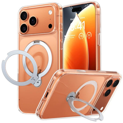 iPhone 17 Pro Max/18 Pro Max O Stand Spin Serisi Magsafe Kılıf - Şeffaf 2