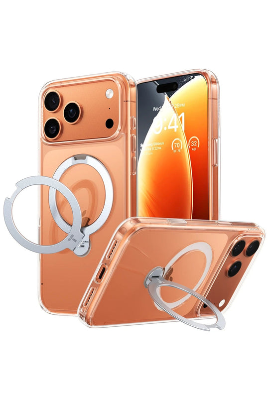 iPhone 17 Pro Max/18 Pro Max O Stand Spin Serisi Magsafe Kılıf - Şeffaf 2