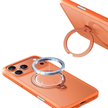 iPhone 17 Pro Max/18 Pro Max O Stand Spin Serisi Magsafe Kılıf - Turuncu 5