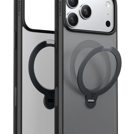 iPhone 17 Pro Max/18 Pro Max O Stand Spin Serisi Magsafe Kılıf - Siyah