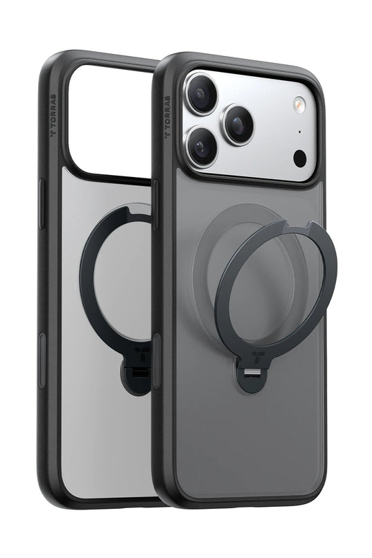 iPhone 17 Pro Max/18 Pro Max O Stand Spin Serisi Magsafe Kılıf - Siyah