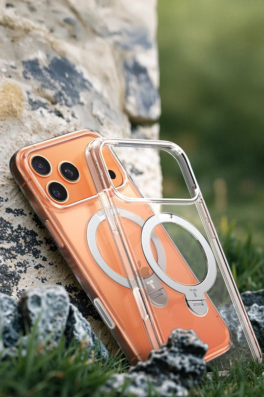 iPhone 17 Pro Max/18 Pro Max O Stand Spin Serisi Magsafe Kılıf - Şeffaf 5