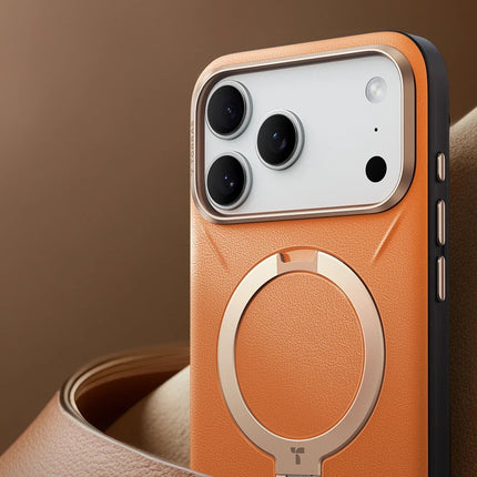iPhone 17 Pro Max/18 Pro Max O Stand Spin VegSkin Serisi Magsafe Kılıf - Turuncu 3