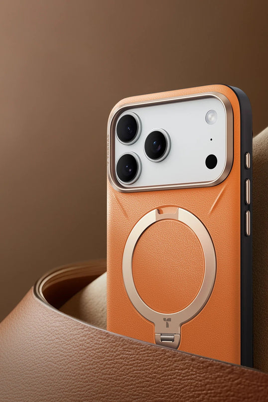 iPhone 17 Pro Max/18 Pro Max O Stand Spin VegSkin Serisi Magsafe Kılıf - Turuncu 3