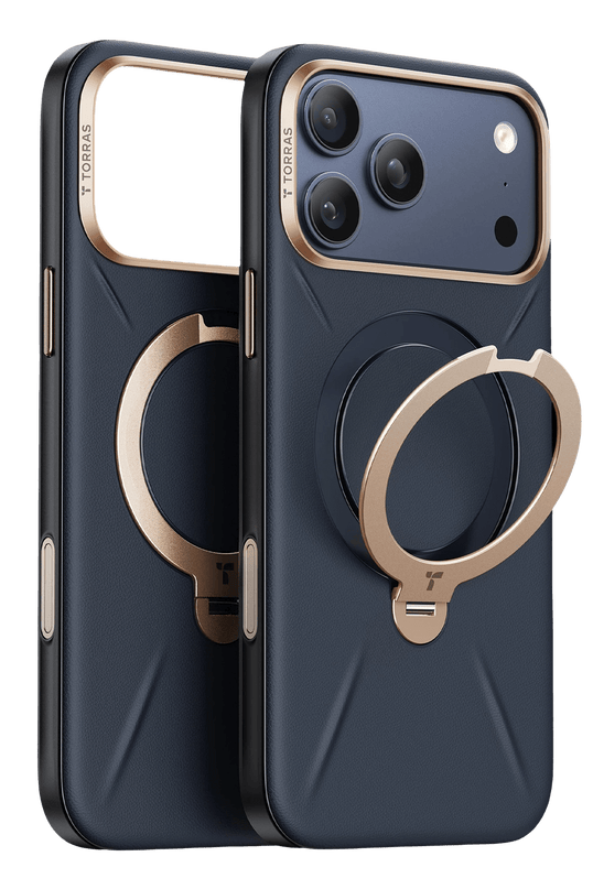 iPhone 17 Pro Max/18 Pro Max O Stand Spin VegSkin Serisi Magsafe Kılıf - Lacivert