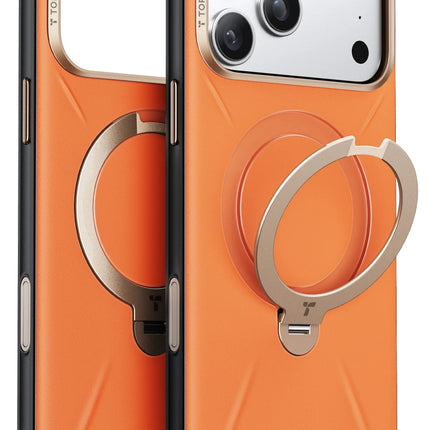 iPhone 17 Pro Max/18 Pro Max O Stand Spin VegSkin Serisi Magsafe Kılıf - Turuncu