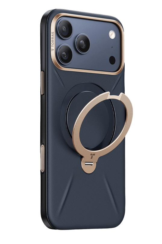 iPhone 17 Pro Max/18 Pro Max O Stand Spin VegSkin Serisi Magsafe Kılıf - Lacivert 2