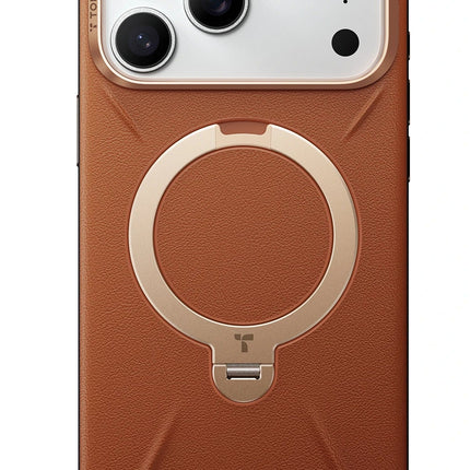 iPhone 17 Pro Max/18 Pro Max O Stand Spin VegSkin Serisi Magsafe Kılıf - Kahverengi 2