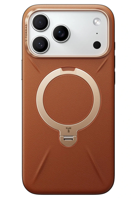 iPhone 17 Pro Max/18 Pro Max O Stand Spin VegSkin Serisi Magsafe Kılıf - Kahverengi 2