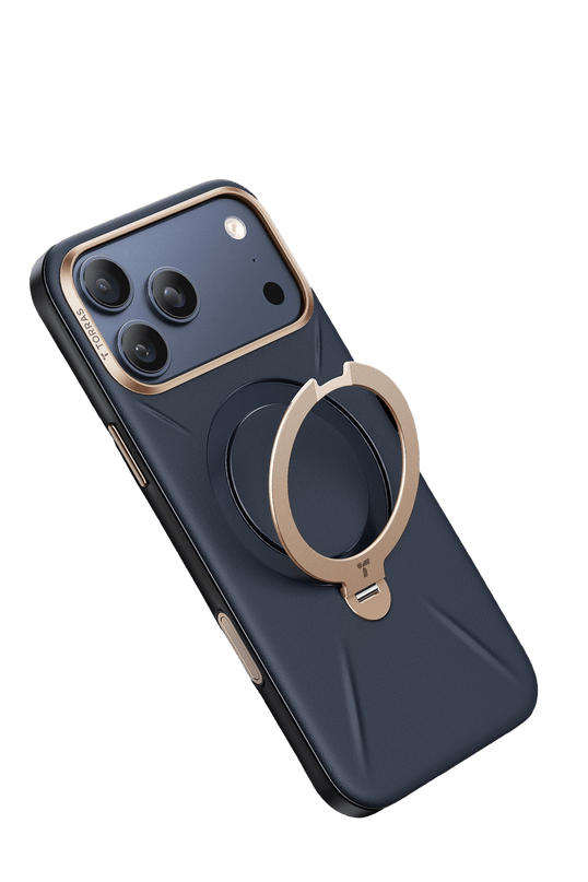 iPhone 17 Pro Max/18 Pro Max O Stand Spin VegSkin Serisi Magsafe Kılıf - Lacivert 3