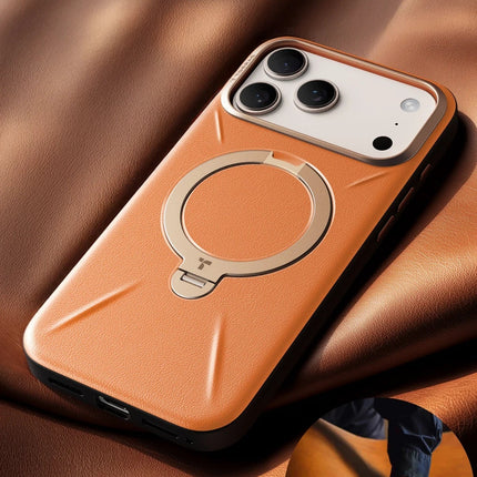 iPhone 17 Pro Max/18 Pro Max O Stand Spin VegSkin Serisi Magsafe Kılıf - Turuncu 4