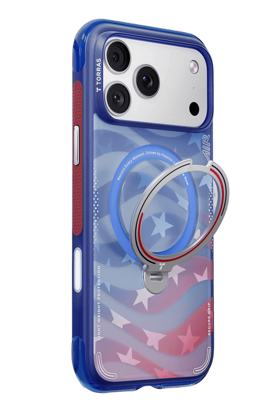 iPhone 17 Pro Max/18 Pro Max OStand Q3 Air World Cup Serisi Magsafe Kılıf - Kırmızı-Mavi 3
