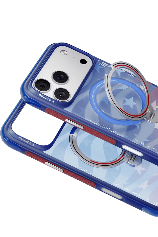 iPhone 17 Pro Max/18 Pro Max OStand Q3 Air World Cup Serisi Magsafe Kılıf - Kırmızı-Mavi 2