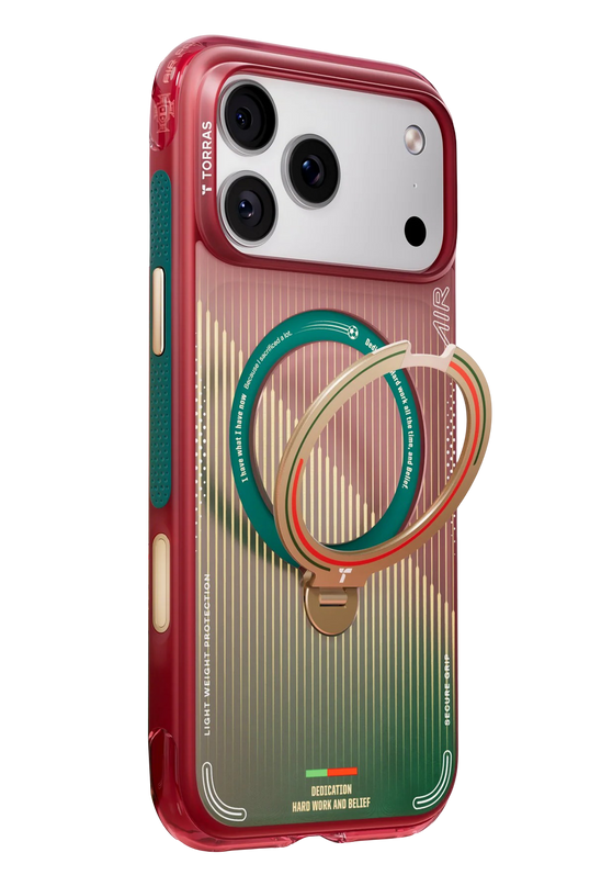 iPhone 17 Pro Max/18 Pro Max OStand Q3 Air World Cup Serisi Magsafe Kılıf - Kırmızı-Yeşil 4