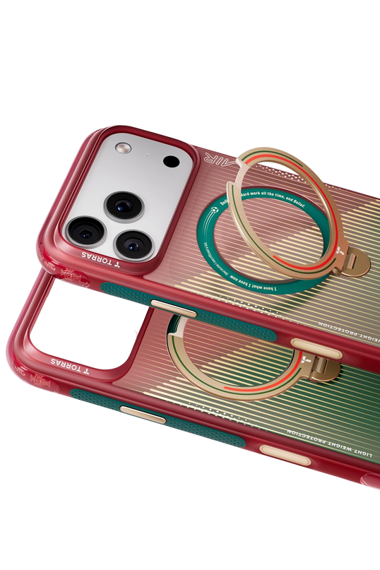 iPhone 17 Pro Max/18 Pro Max OStand Q3 Air World Cup Serisi Magsafe Kılıf - Kırmızı-Yeşil 2
