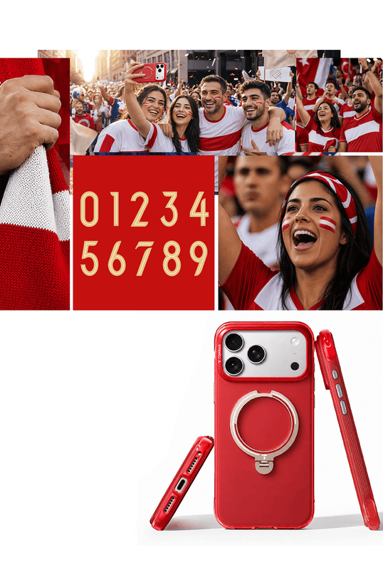 iPhone 17 Pro Max/18 Pro Max OStand Q3 Air World Cup Serisi Magsafe Kılıf - Kırmızı 6