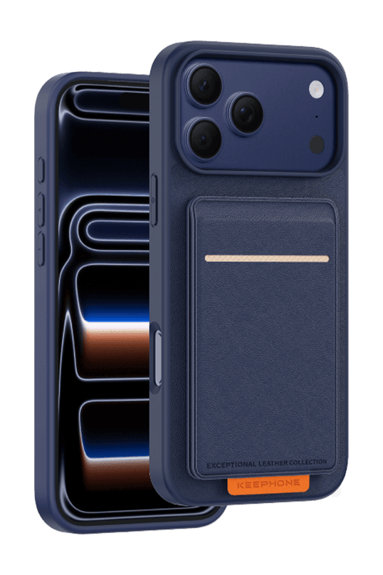 iPhone 17 Pro Max/18 Pro Max Suedea Kartvizitli Standlı Kapak Kılıf - Lacivert