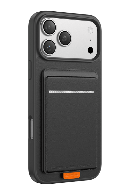 iPhone 17 Pro Max/18 Pro Max Suedea Kartvizitli Standlı Kapak Kılıf - Siyah 3