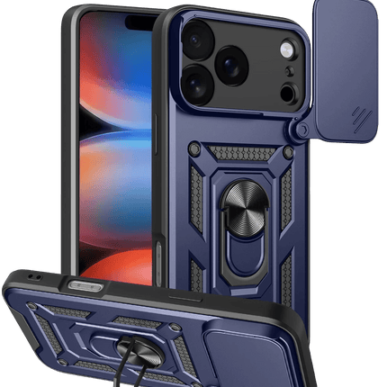 iPhone 17 Pro Pars Lens Yüzüklü Silikon Kılıf - Lacivert