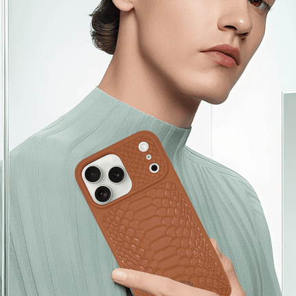 iPhone 17 Pro/18 Pro Knight Deri Kapak Kılıf - Turuncu 4