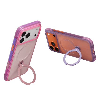 iPhone 17 Pro/18 Pro O Stand Spin Air Serisi Magsafe Kılıf - Pembe 5