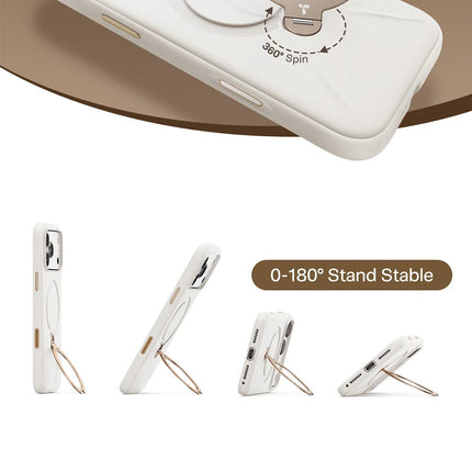 iPhone 17 Pro/18 Pro O Stand Spin Silicone Serisi Magsafe Kılıf - Beyaz 4