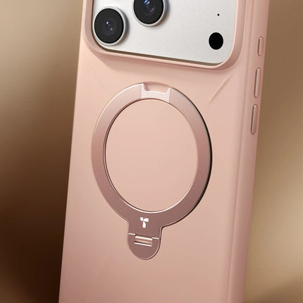 iPhone 17 Pro/18 Pro O Stand Spin Silicone Serisi Magsafe Kılıf - Pembe 2