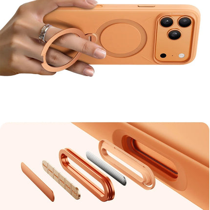 iPhone 17 Pro/18 Pro O Stand Spin Silicone Serisi Magsafe Kılıf - Turuncu 5