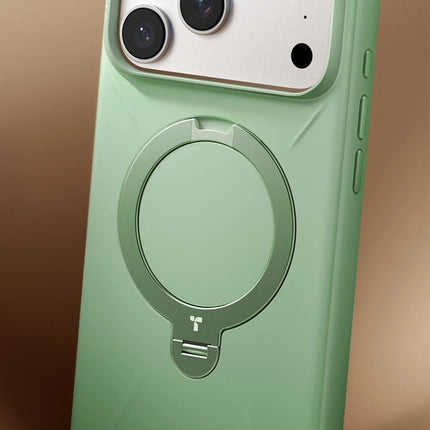iPhone 17 Pro/18 Pro O Stand Spin Silicone Serisi Magsafe Kılıf - Yeşil 3
