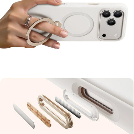 iPhone 17 Pro/18 Pro O Stand Spin Silicone Serisi Magsafe Kılıf - Beyaz 5