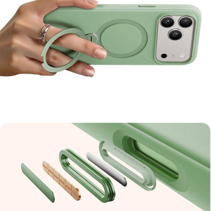 iPhone 17 Pro/18 Pro O Stand Spin Silicone Serisi Magsafe Kılıf - Yeşil 5