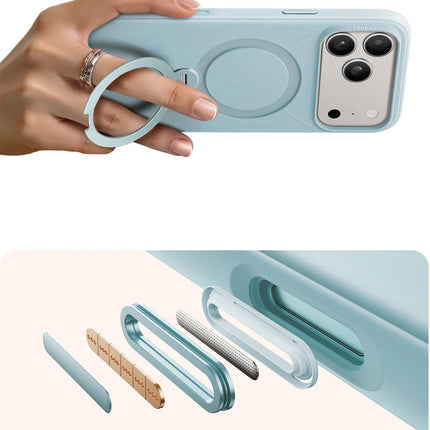 iPhone 17 Pro/18 Pro O Stand Spin Silicone Serisi Magsafe Kılıf - Açık Mavi 5
