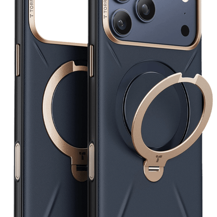 iPhone 17 Pro/18 Pro O Stand Spin VegSkin Serisi Magsafe Kılıf - Lacivert
