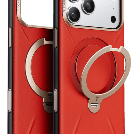 iPhone 17 Pro/18 Pro O Stand Spin VegSkin Serisi Magsafe Kılıf - Kırmızı