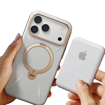 iPhone 17 Pro/18 Pro O Stand Spin VegSkin Serisi Magsafe Kılıf - Gri 4