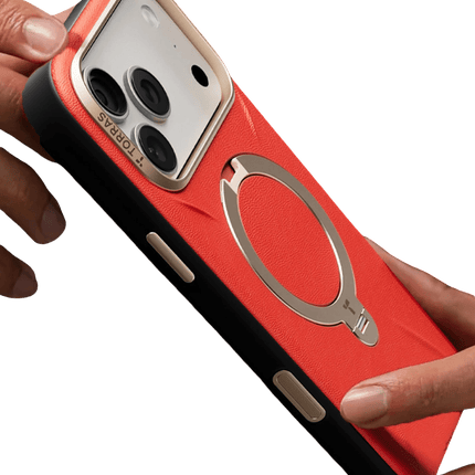 iPhone 17 Pro/18 Pro O Stand Spin VegSkin Serisi Magsafe Kılıf - Kırmızı 6