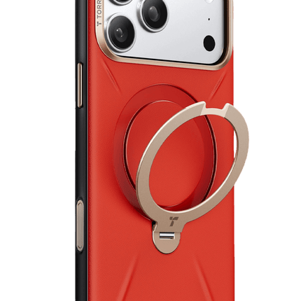 iPhone 17 Pro/18 Pro O Stand Spin VegSkin Serisi Magsafe Kılıf - Kırmızı 2