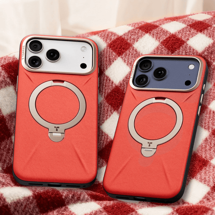 iPhone 17 Pro/18 Pro O Stand Spin VegSkin Serisi Magsafe Kılıf - Kırmızı 5